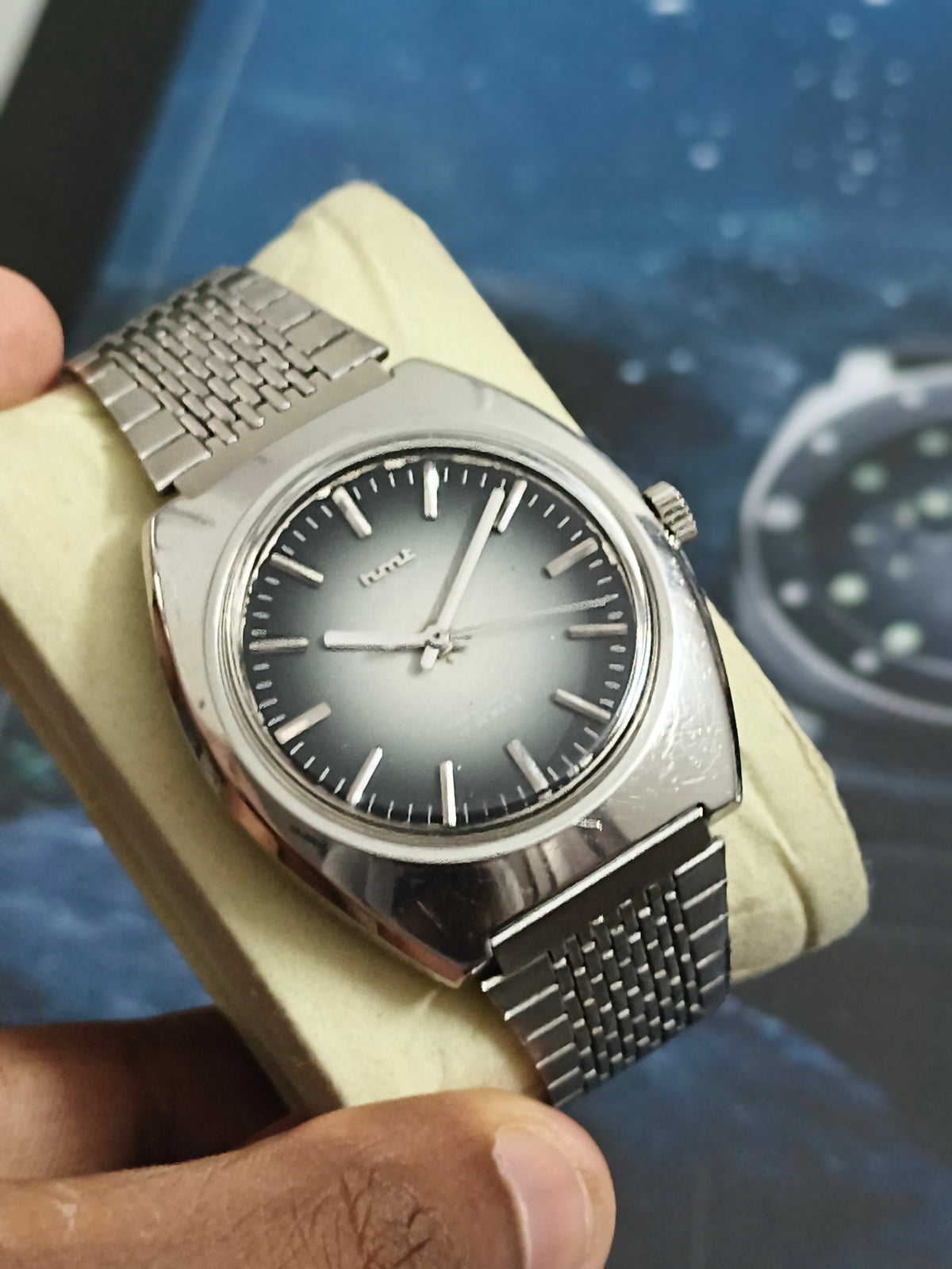 HMT Ajeet Hand-wound Vintage Watch with a Rare Gradient "Ghost" Dial