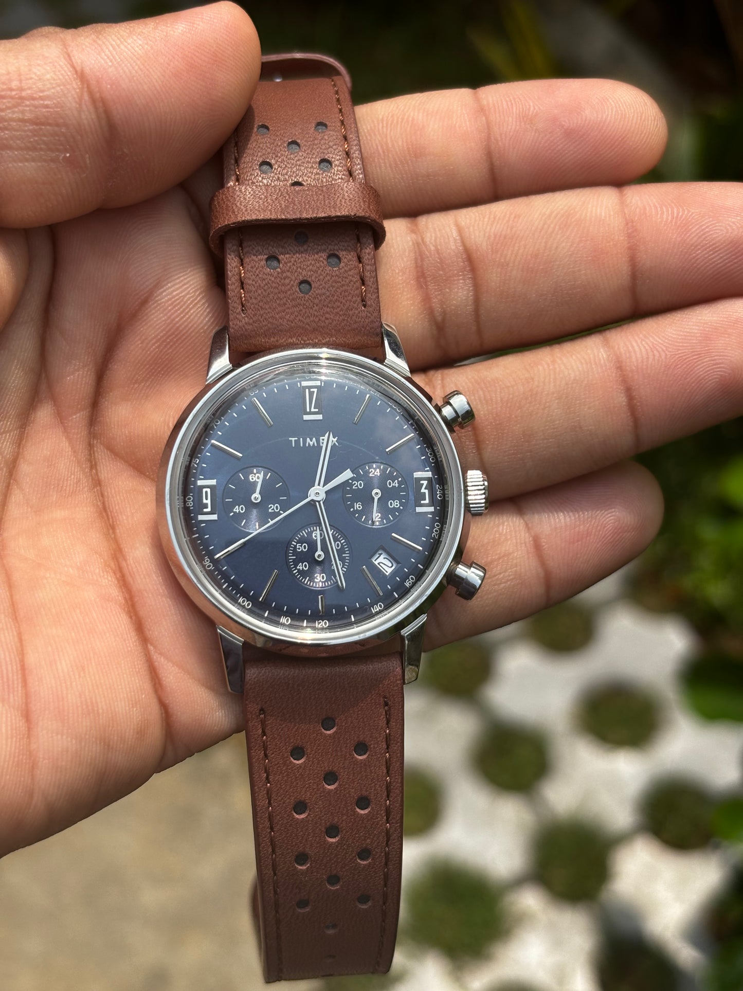 Timex Marlin Chronograph Tachymeter 40mm Leather Strap Watch
