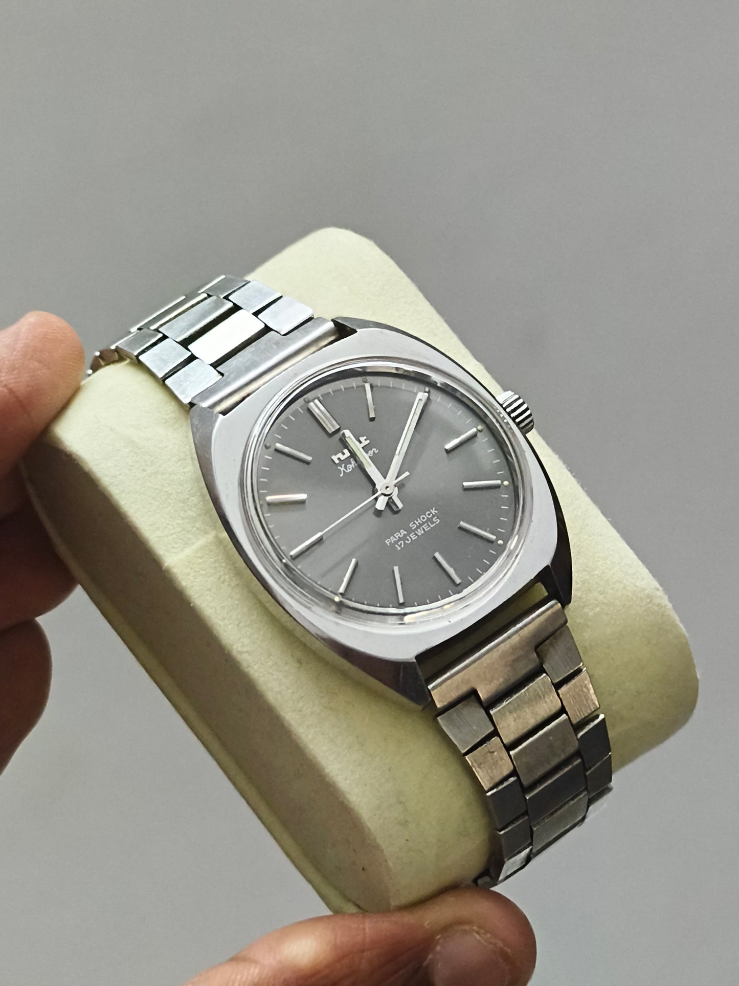 HMT Kohinoor Mechanical Watch with Grey Dial and Steel Bracelet