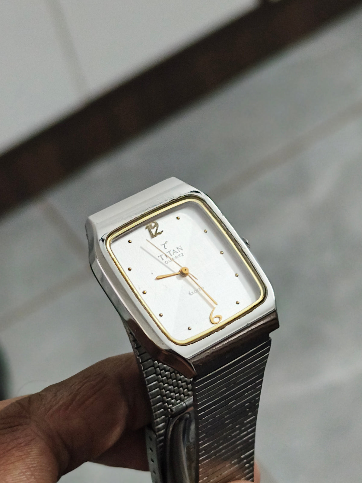 Titan “Tank Style” Pre-loved Quartz Watch with a Silver-toned Dial