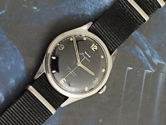 HMT Jawan Vintage Hand-wound Watch with a Black 4ARBC Dial and NATO Strap