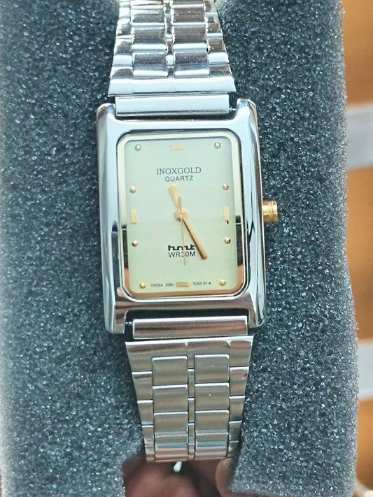 HMT INOX Tank Quartz Watch with Yellow Dial (IGSS 05)