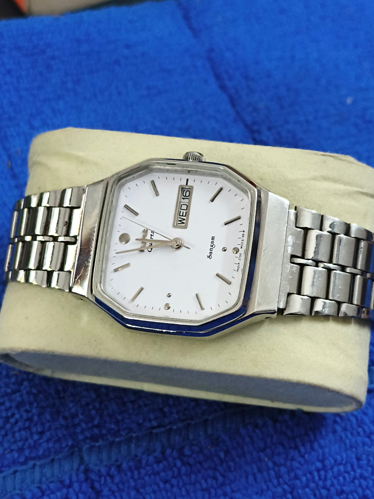 HMT Sangam Quartz Watch with a White Dial
