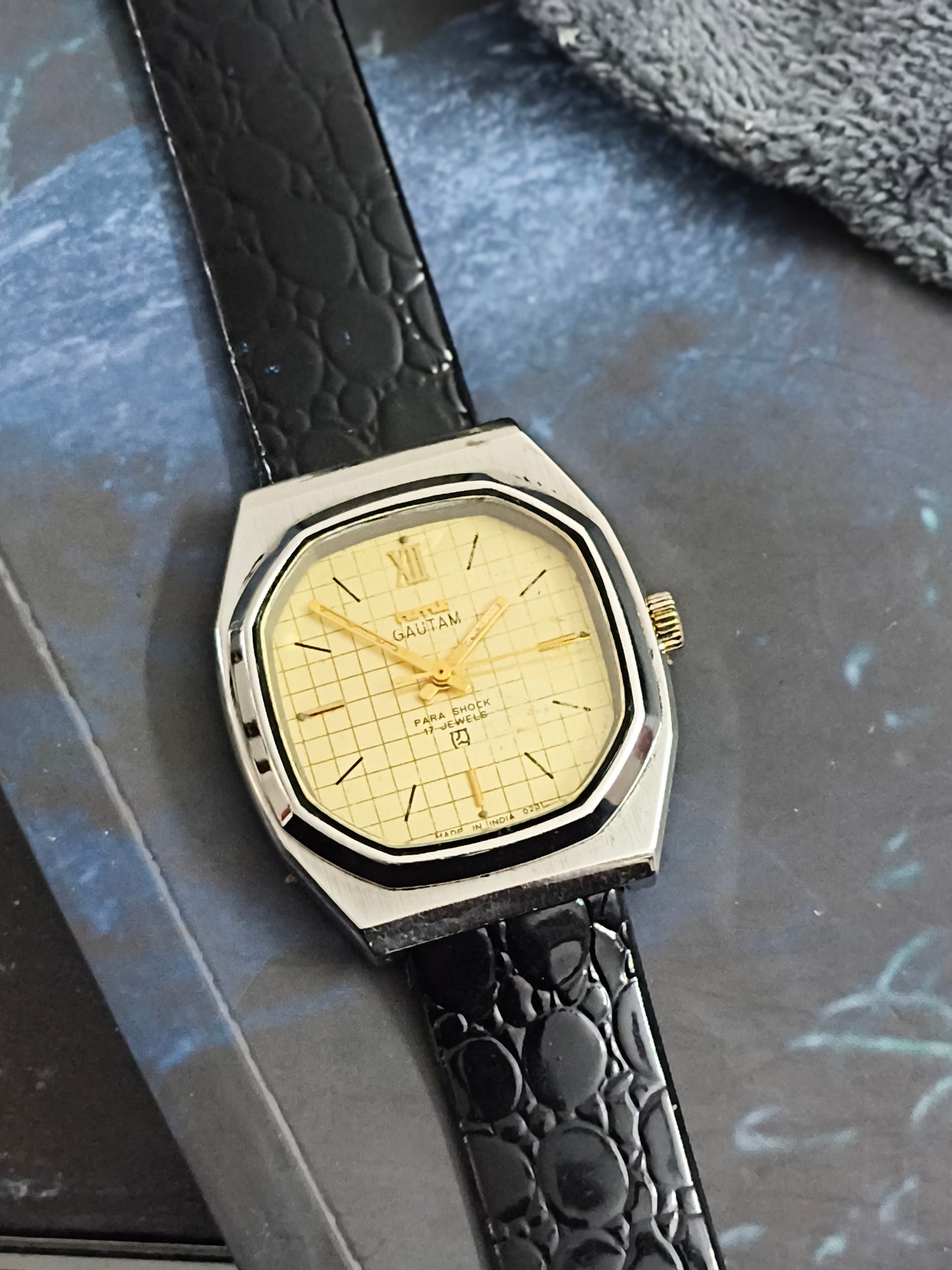 HMT Gautam Hand-wound Vintage Watch with a Gold-toned Graph Dial