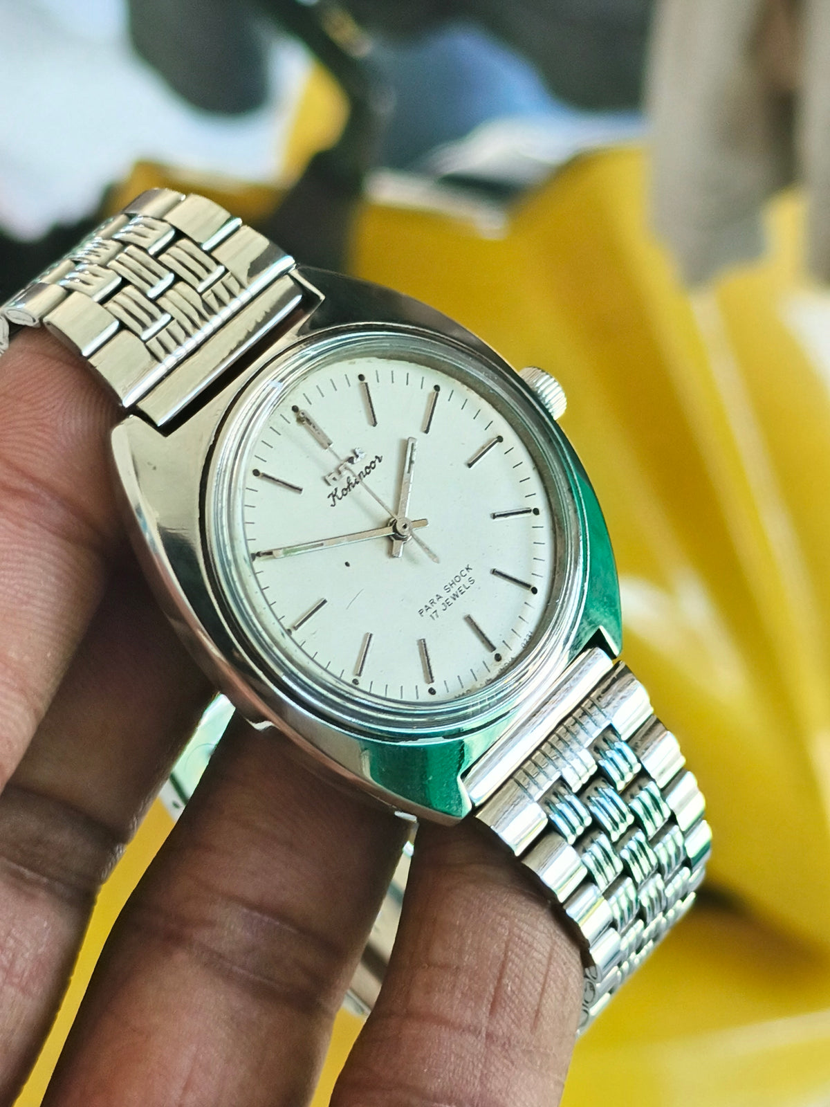 HMT Kohinoor Mechanical Hand-Wound Vintage Watch with a White Dial
