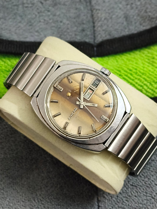 Enicar Ocean Pearl Automatic Vintage Watch with a Tiger-eye Striped Dial