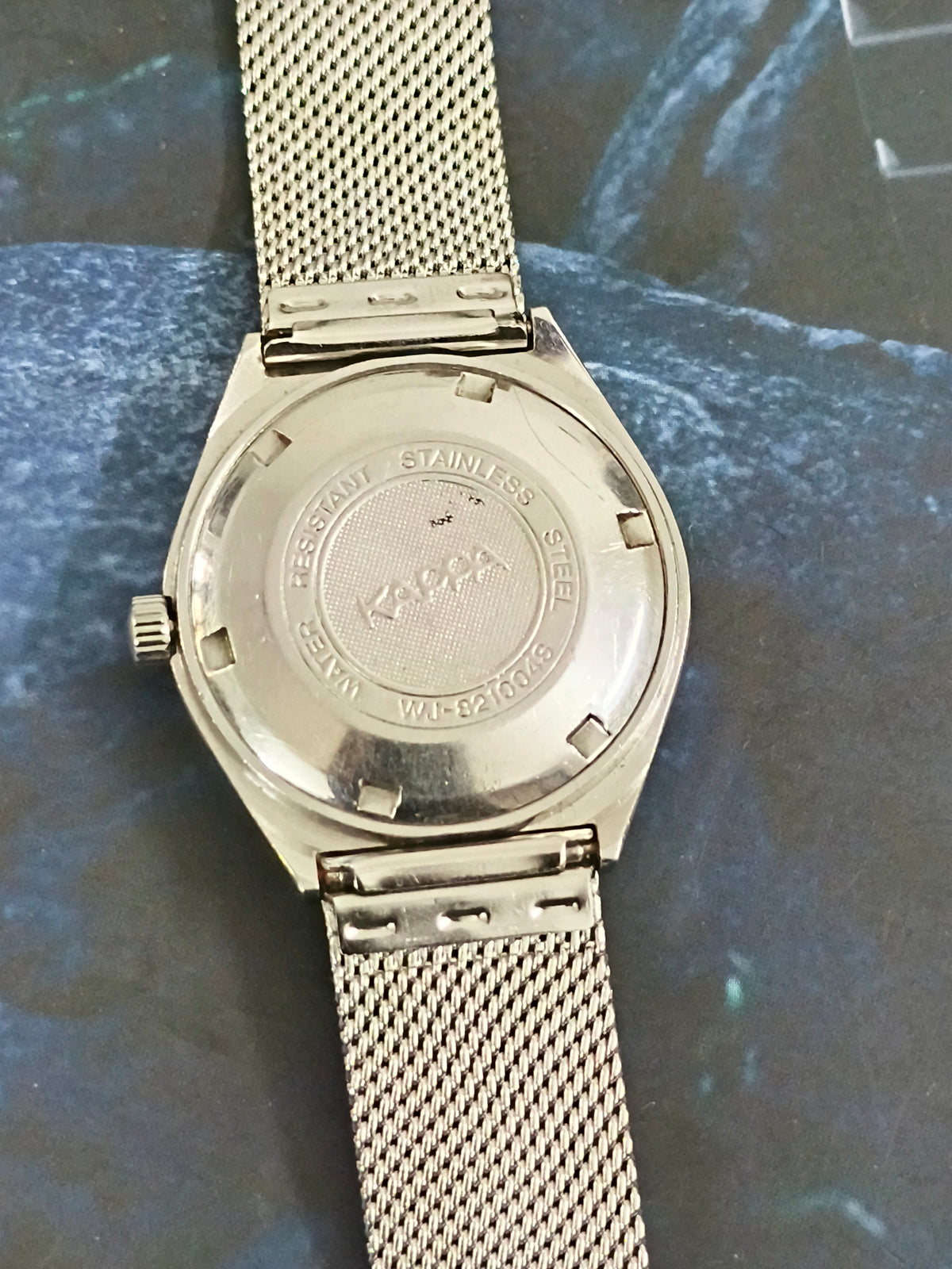 Kappa Vintage Automatic Day Date Watch with a Matte Blue Dial and Mesh Bracelet