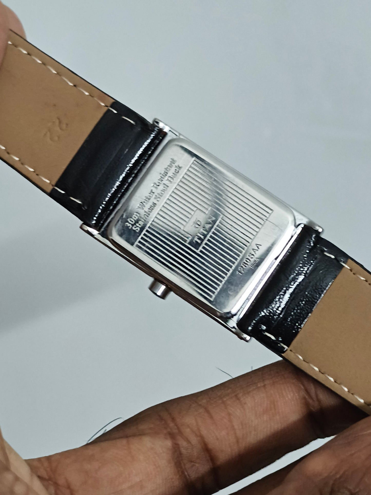 Titan Quartz Tank Watch with White Dial