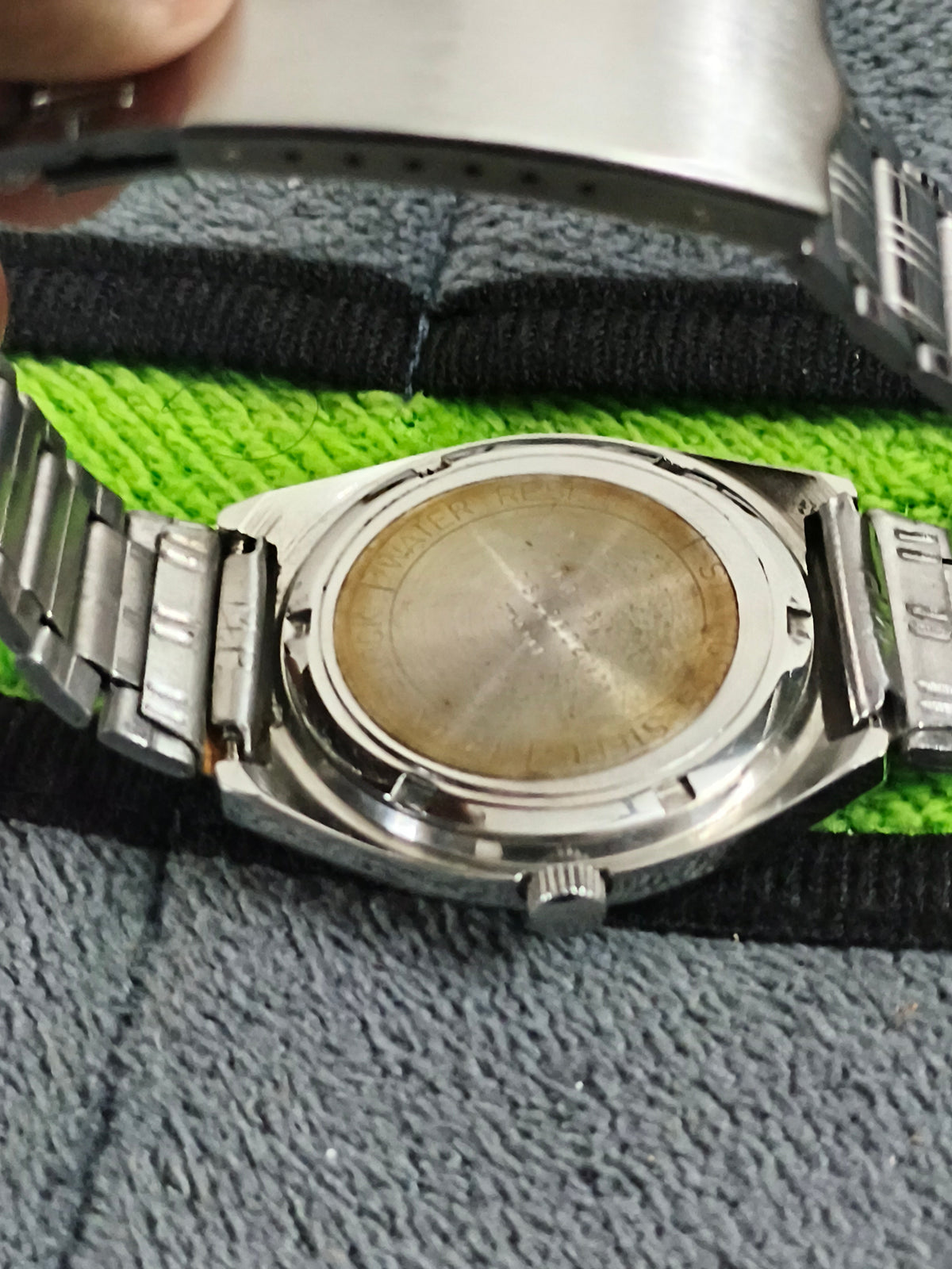 HMT Manas Hand-wound Vintage Watch with a Black Dial Featuring Golden Stripes