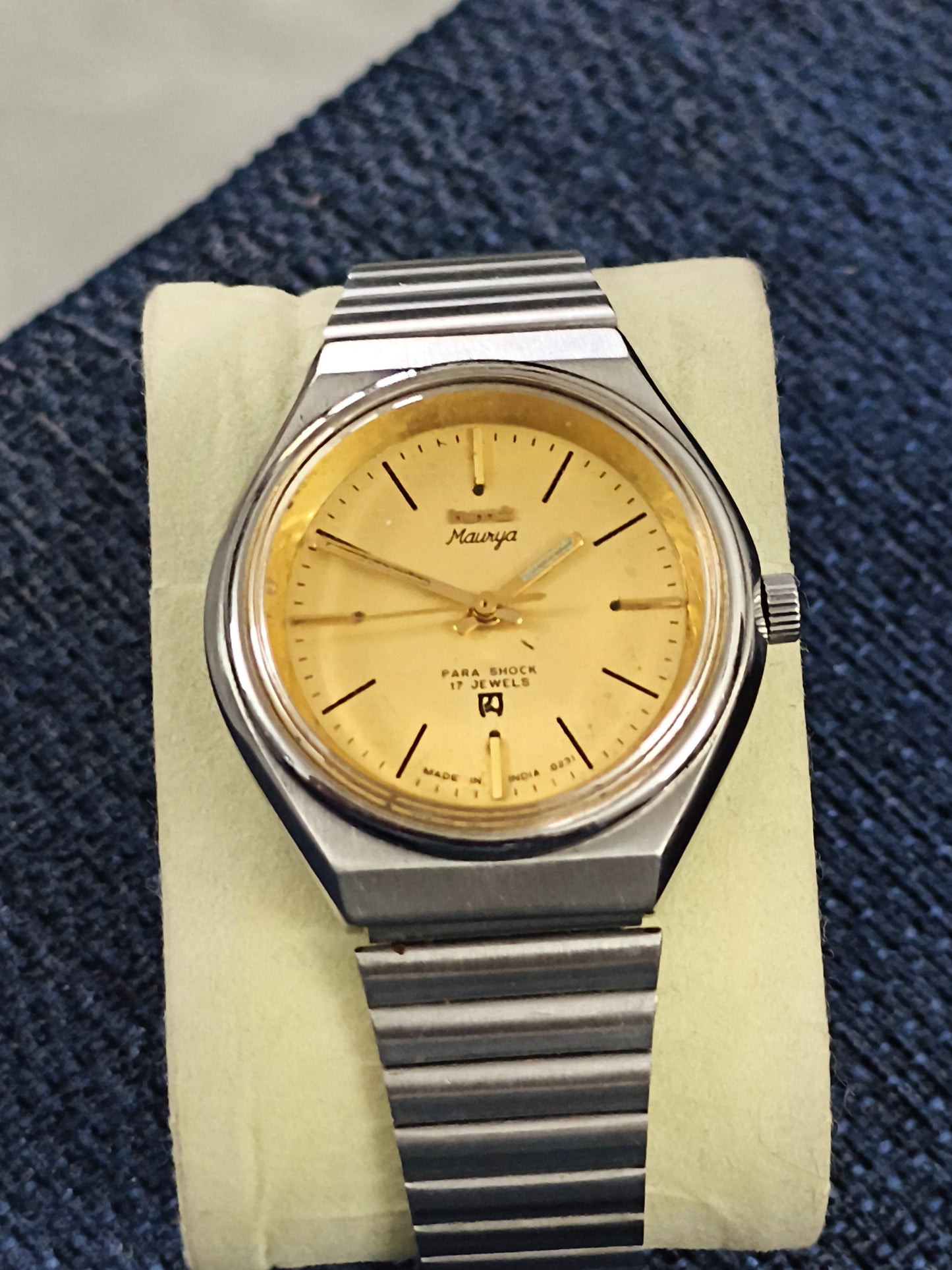 HMT Maurya Hand-wound Neo-Vintage Watch with a Golden Dial, Mint/NOS Condition