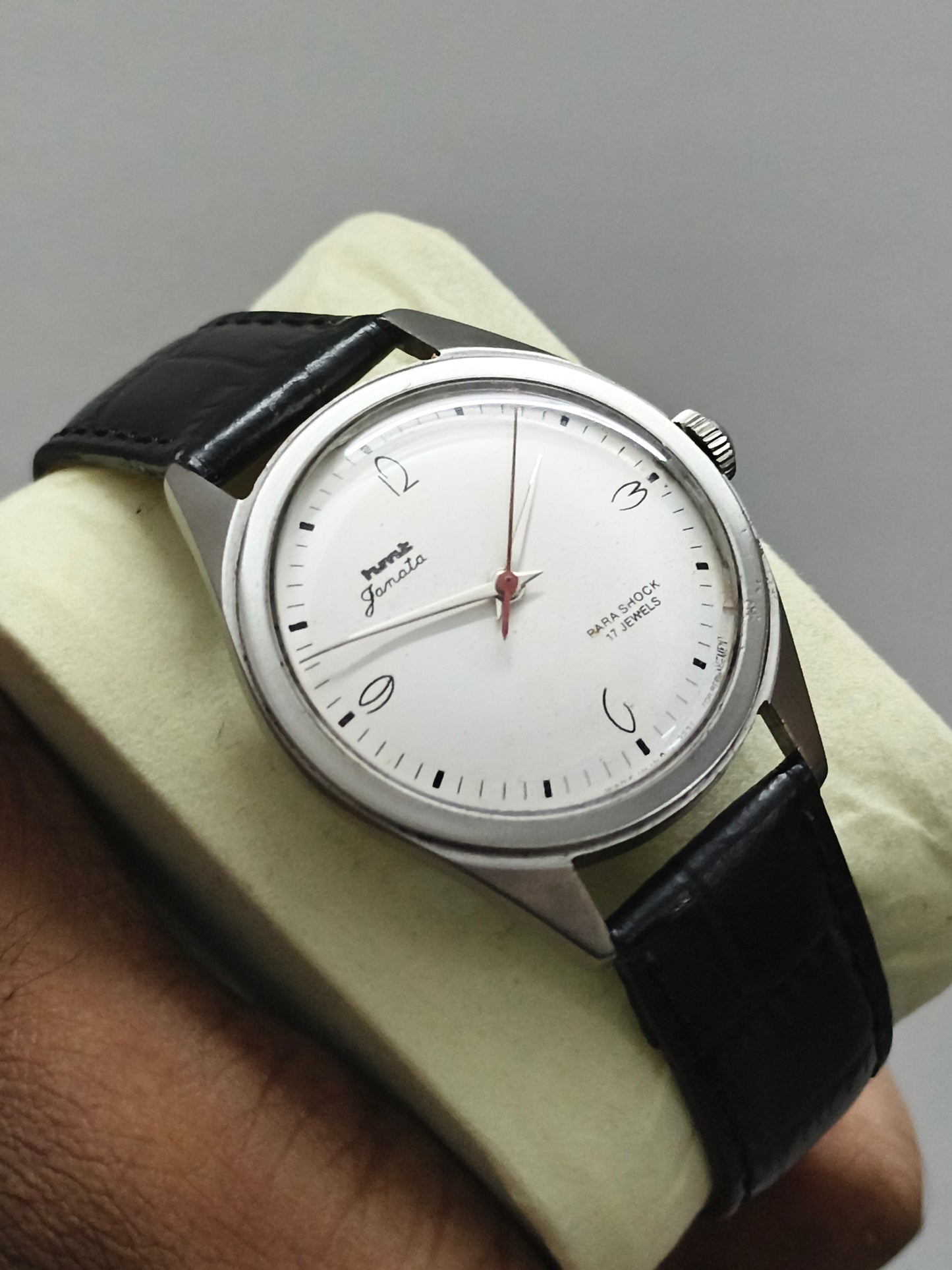 HMT Janata Mechanical Watch with White Art Deco Dial
