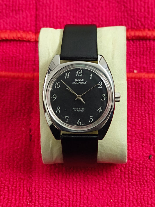 HMT Avinash Hand-wound Neo-vintage Watch with a Black Dial