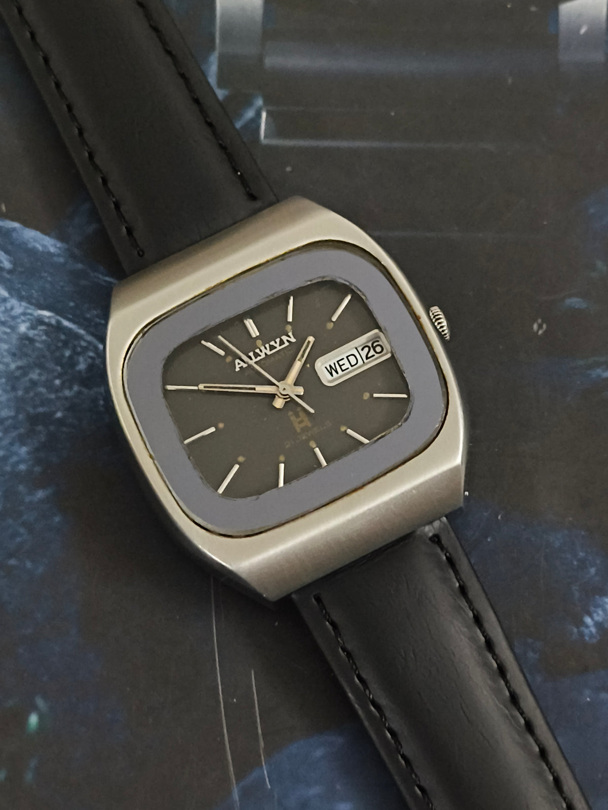 Allwyn Automatic Vintage Day Date Watch with a Black Dial