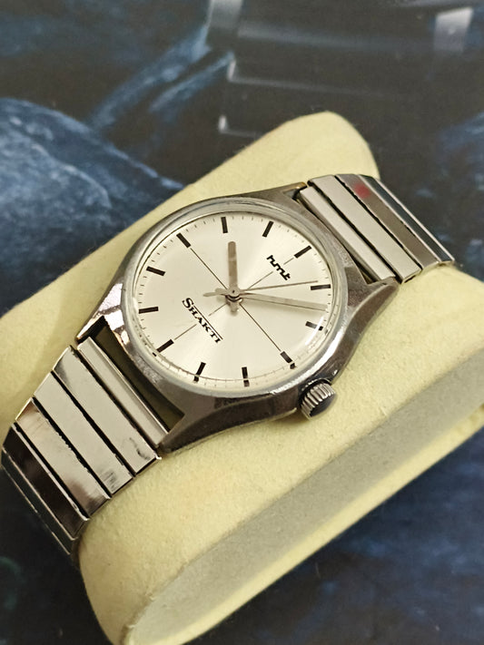 HMT Shakti Hand-wound Vintage Watch with a Silver-sunburst Cross-line Dial