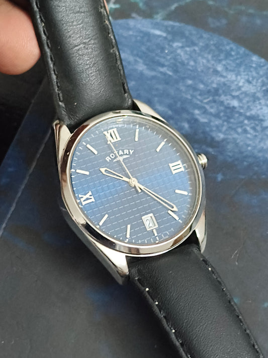 Rotary Quartz watch with a Blue Waffle Dial