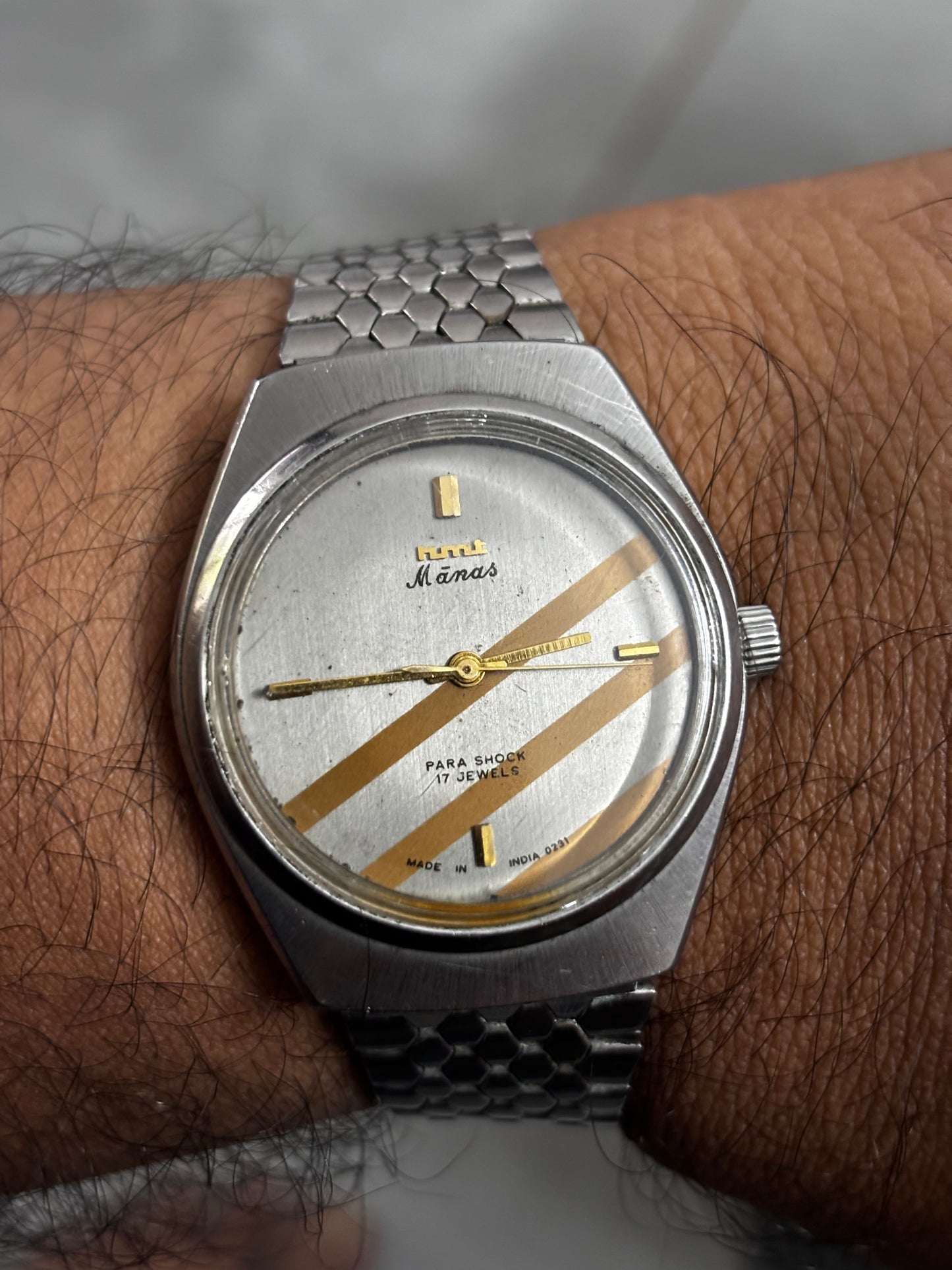 HMT Manas Hand-wound Vintage Watch with a Grey Dial