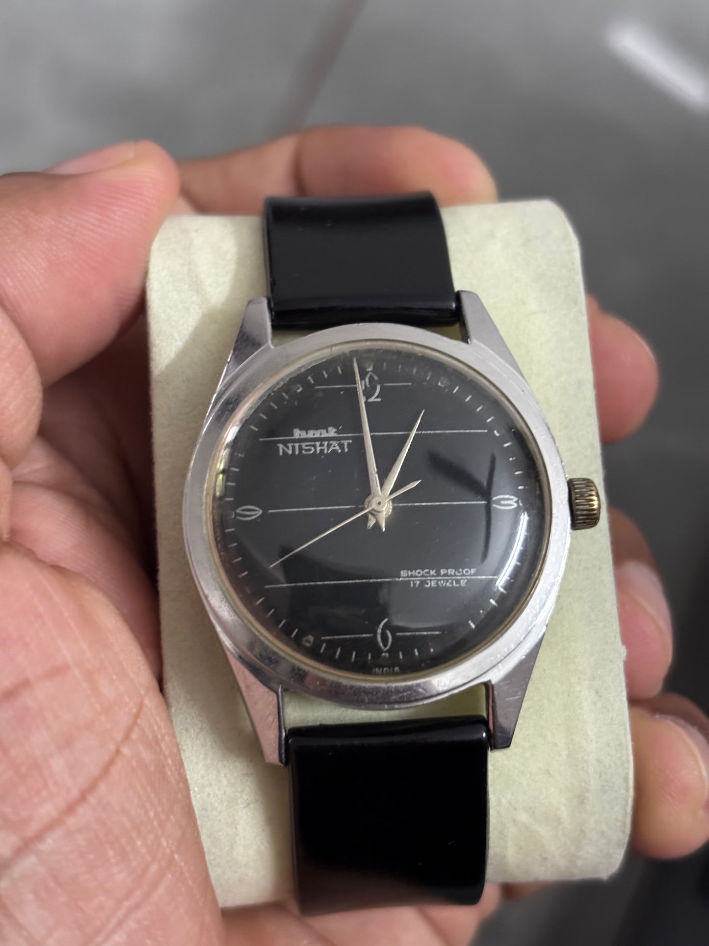 HMT Nishat Hand-wound Vintage Watch with a Black Notebook Dial