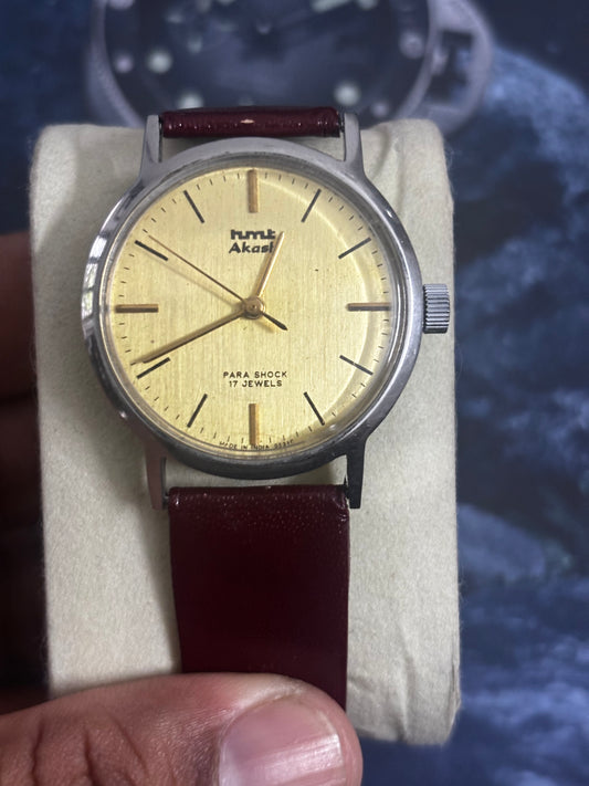 HMT Akash Hand-wound Vintage Watch with a Gold-toned Dial