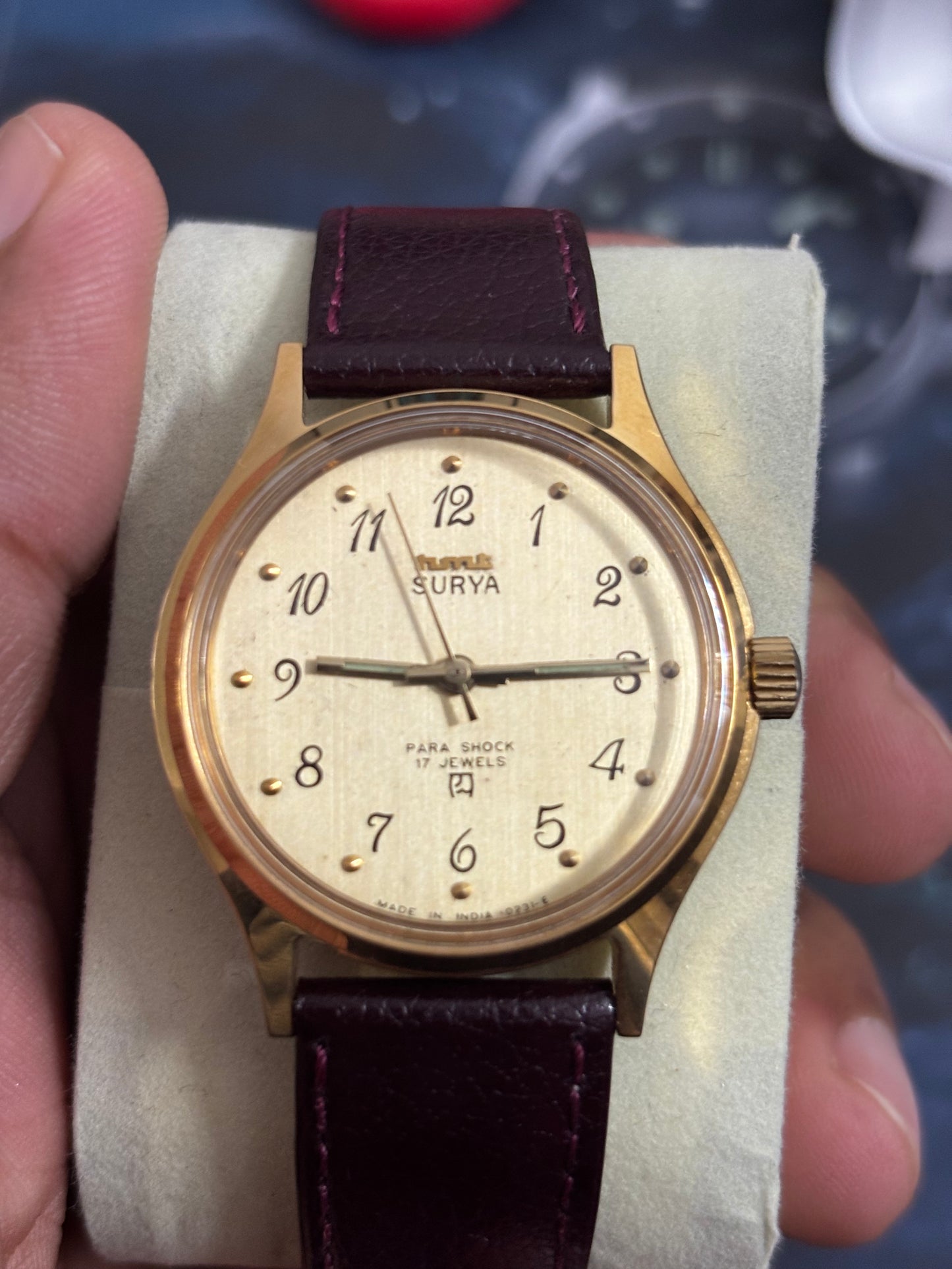 HMT Surya Hand-wound Vintage Watch with a Gold-toned Case and Dial