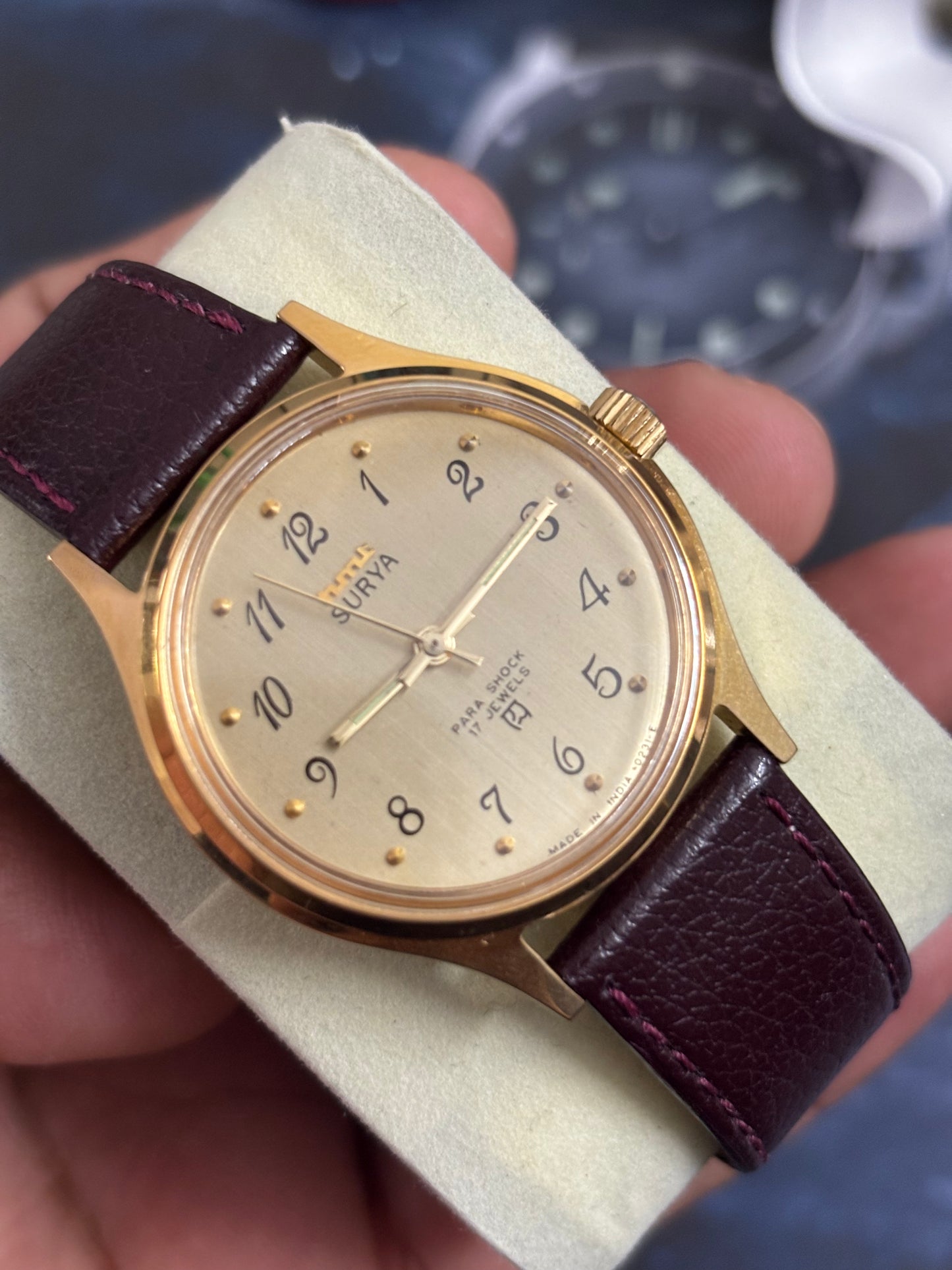 HMT Surya Hand-wound Vintage Watch with a Gold-toned Case and Dial