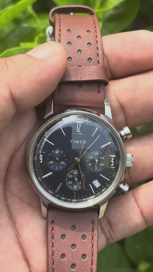 Timex Marlin Chronograph Tachymeter 40mm Leather Strap Watch