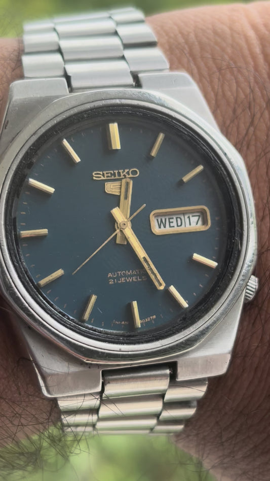 Seiko 5 Automatic Watch with Royal Oak Inspired Case and Dark French Blue Dial