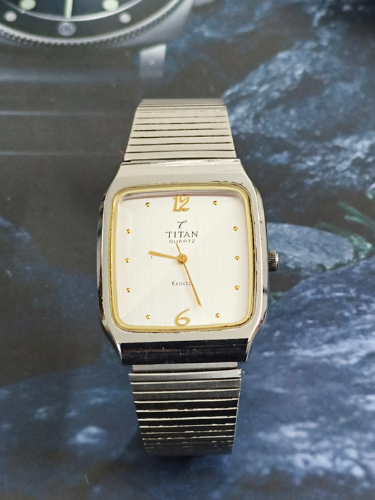 Titan “Tank Style” Pre-loved Quartz Watch with a Silver-toned Dial