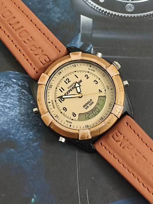 Timex Expedition Quartz Beige Dial Ana-Digi Watch -MF13
