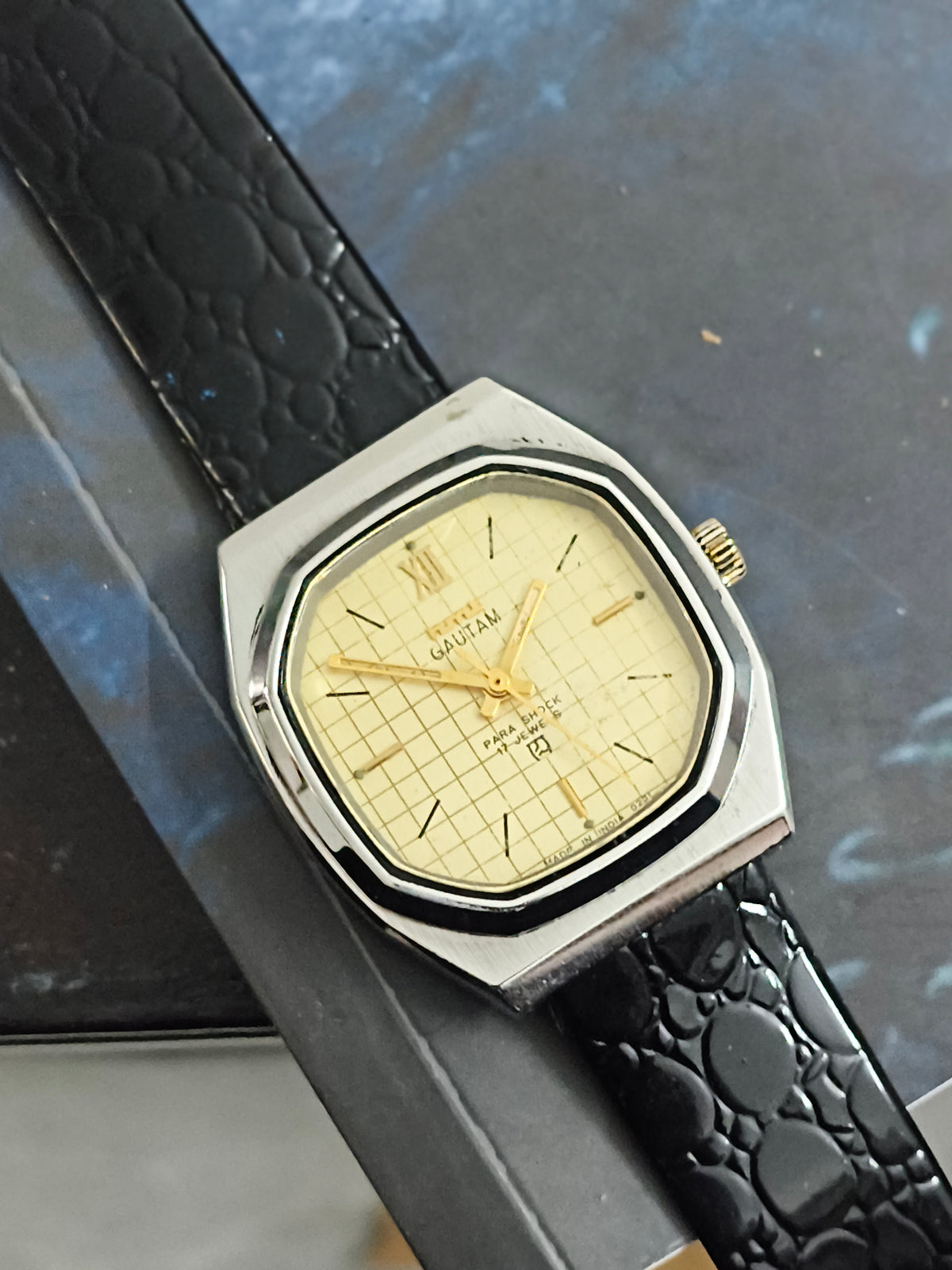 HMT Gautam Hand-wound Vintage Watch with a Gold-toned Graph Dial