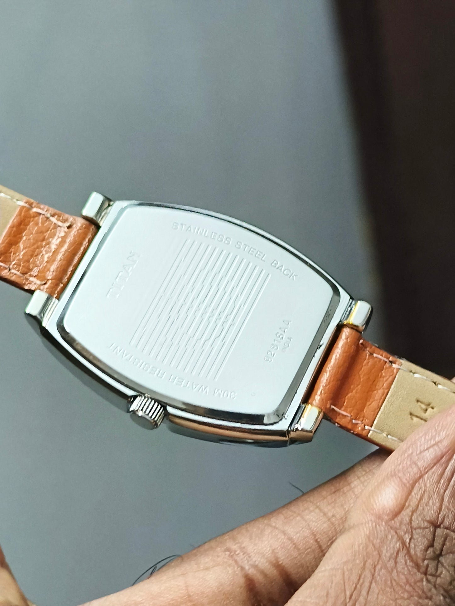 Titan Quartz Cushion-Shaped Watch with Black Dial