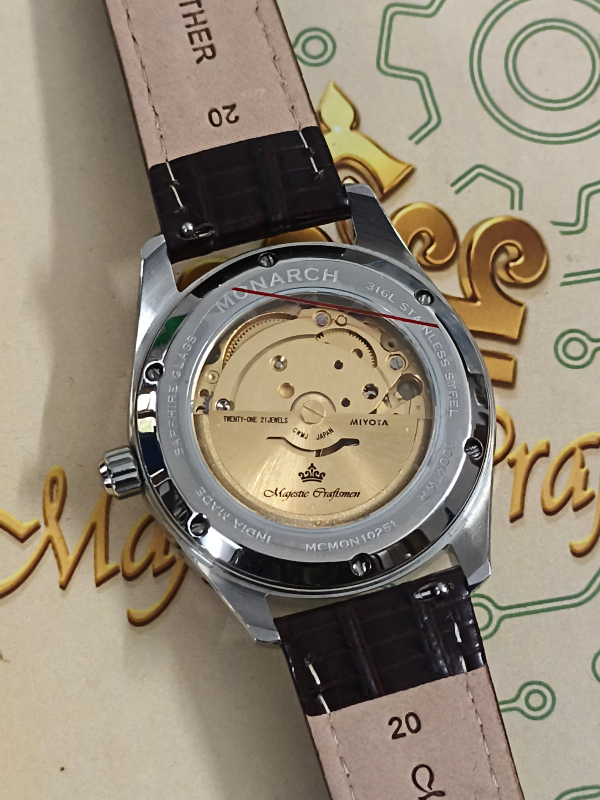 Majestic Craftsmen Monarch Bronze Devanagari Automatic Watch, Brand New