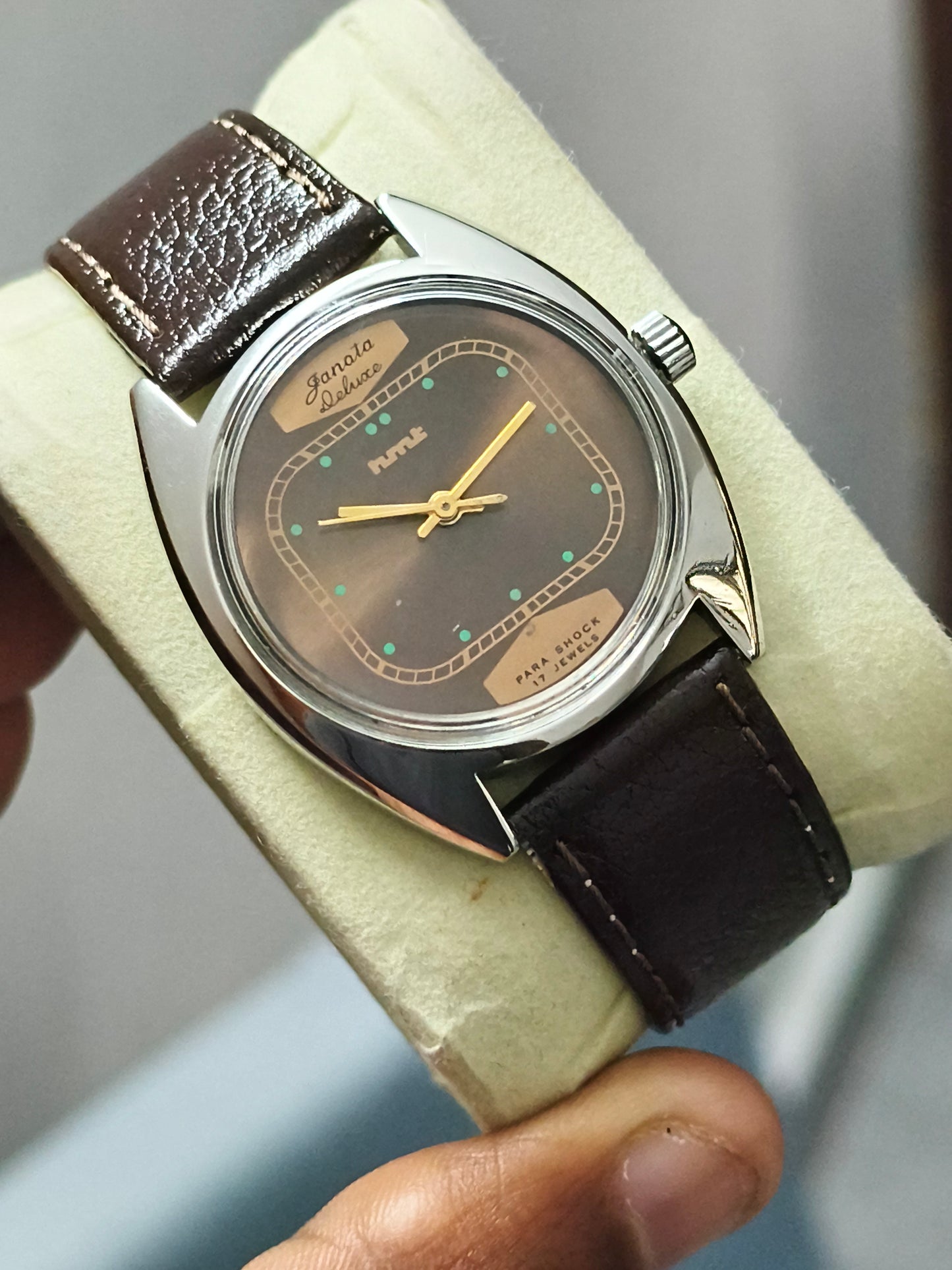 HMT Janata Super Deluxe Mechanical Watch with Chocolate Brown Dial