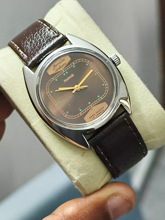 HMT Janata Super Deluxe Mechanical Watch with Chocolate Brown Dial