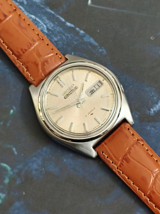 Seiko 5 Actus Automatic Vintage Watch with a Salmon-colored Patina Dial, JDM