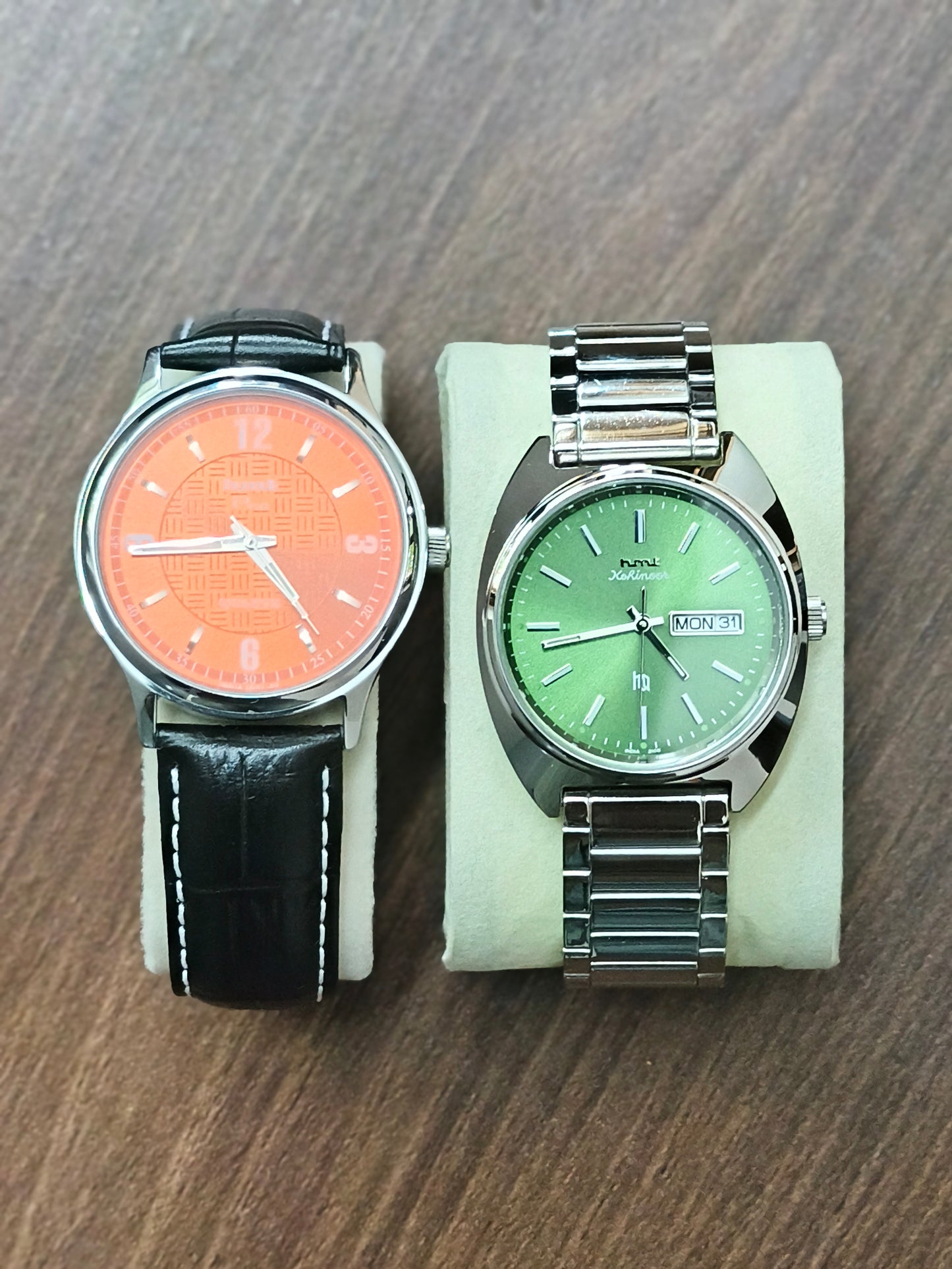 HMT Kohinoor Quartz Green and Plus Quartz Saffron Combo