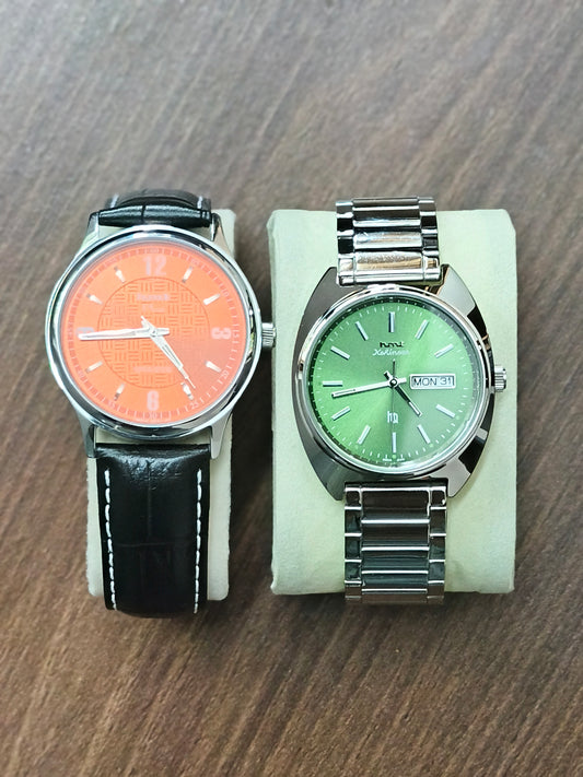 HMT Kohinoor Quartz Green and Plus Quartz Saffron Combo