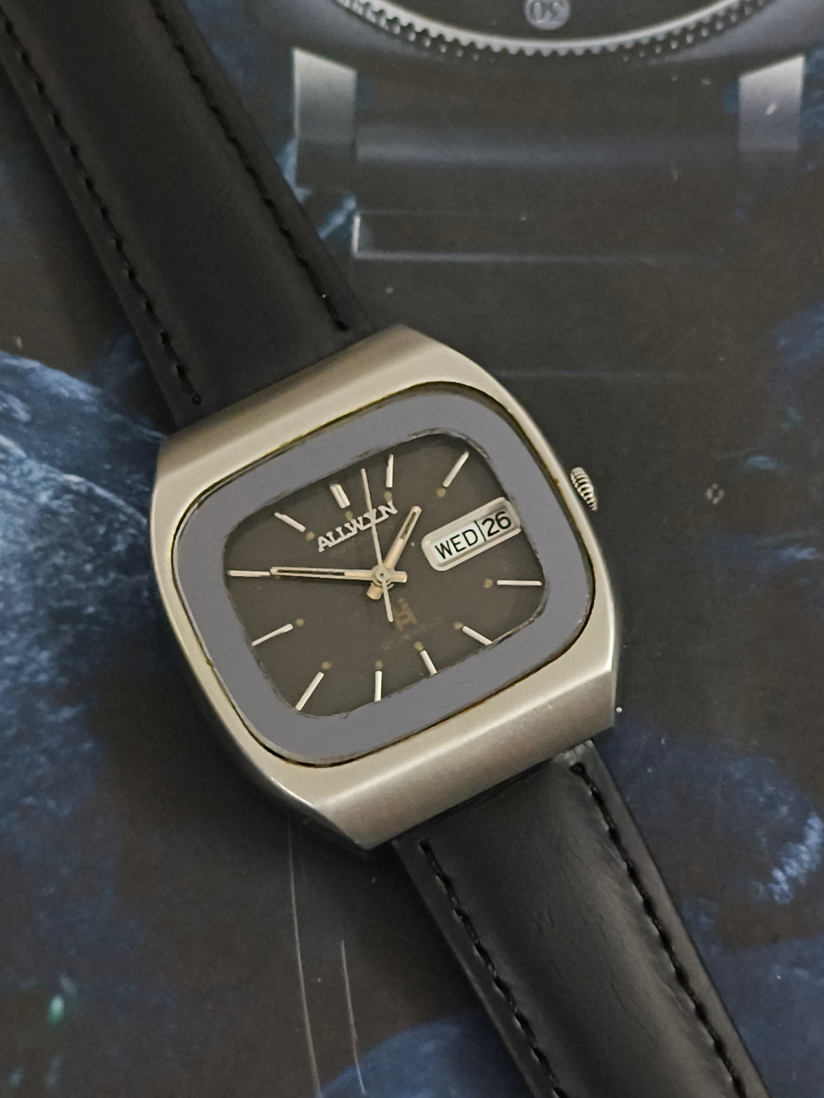 Allwyn Automatic Vintage Day Date Watch with a Black Dial