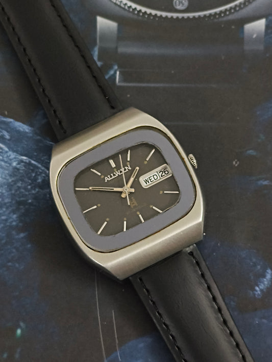 Allwyn Automatic Vintage Day Date Watch with a Black Dial
