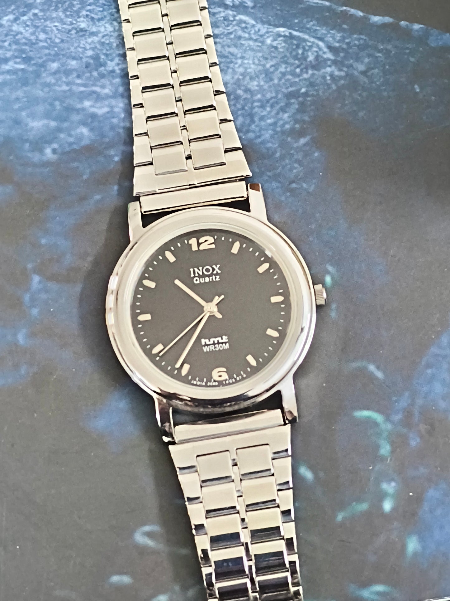 HMT INOX Quartz 35mm Watch with a Black Dial