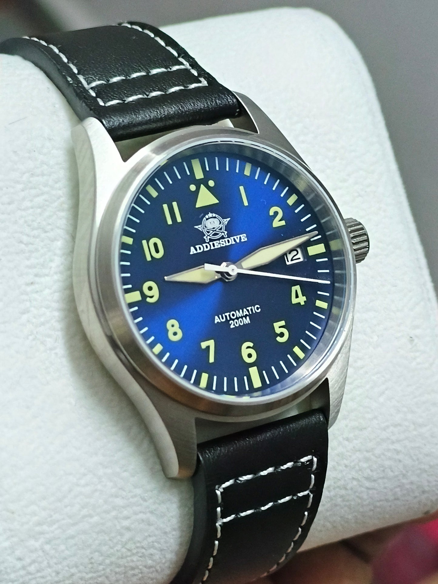 ADDIESDIVE 39mm Automatic Watch Pilot/Diver 200M with Blue Dial