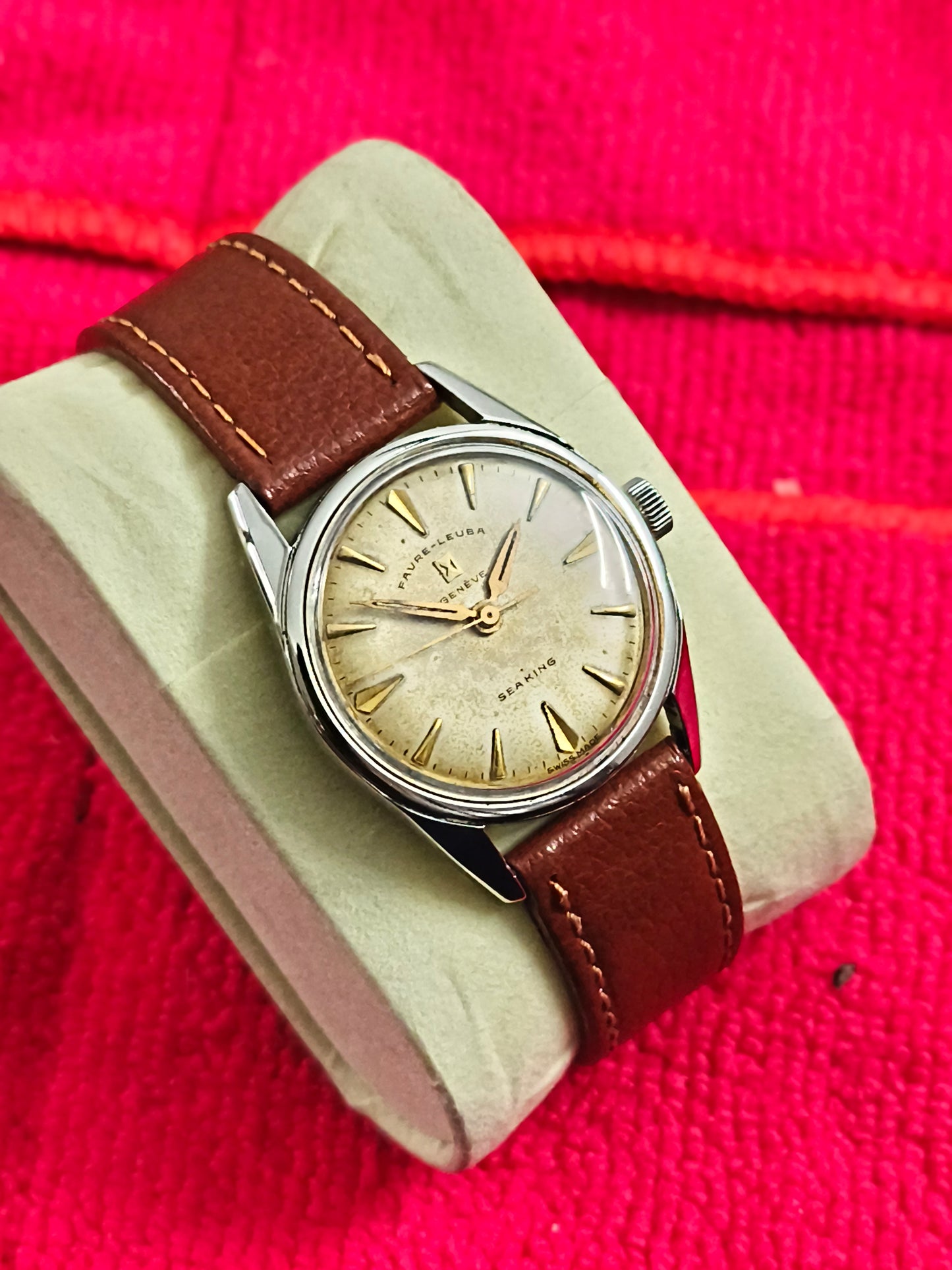 Favre Leuba Vintage Mechanical Sea King Watch 32mm Version with a Patina Dial