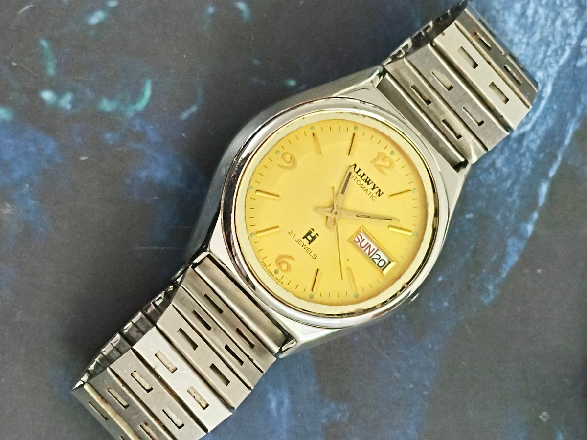 Allwyn Automatic Vintage Day Date Watch with a Gold-toned Dial