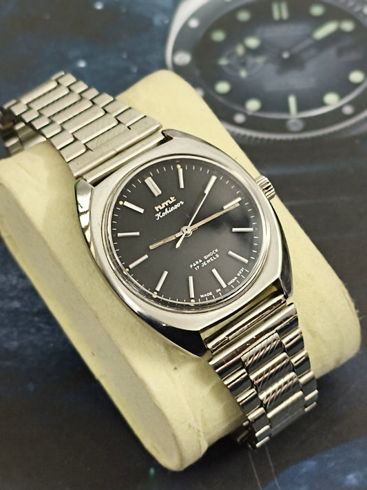 HMT Kohinoor Hand-wound Vintage Watch with a Black Dial