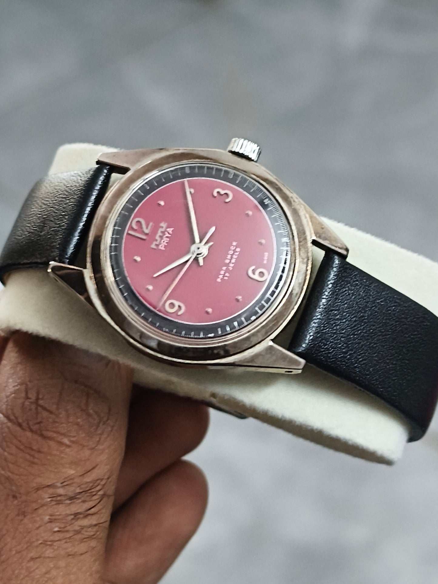HMT Priya Mechanical Watch with Deep Red Dial, Mint Condition Full Set