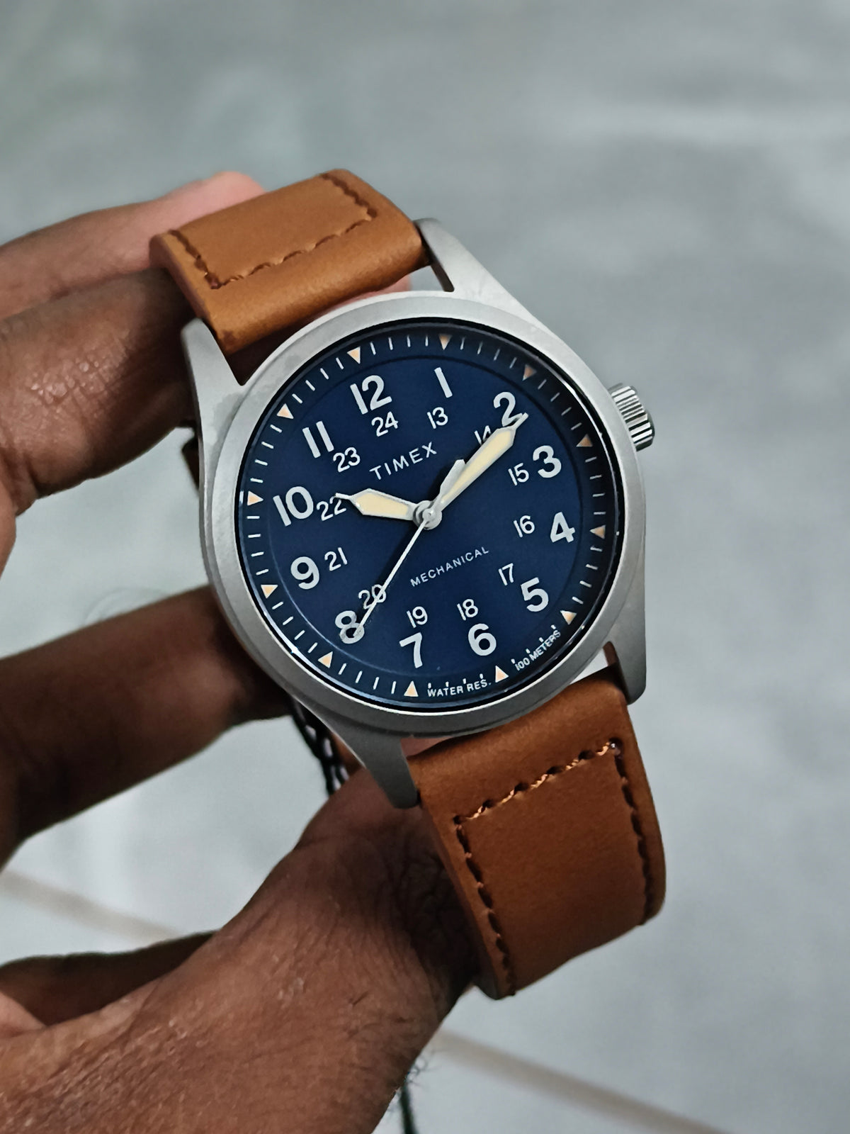 Timex Expedition North Field Post Mechanical 38mm Watch with a Blue Dial