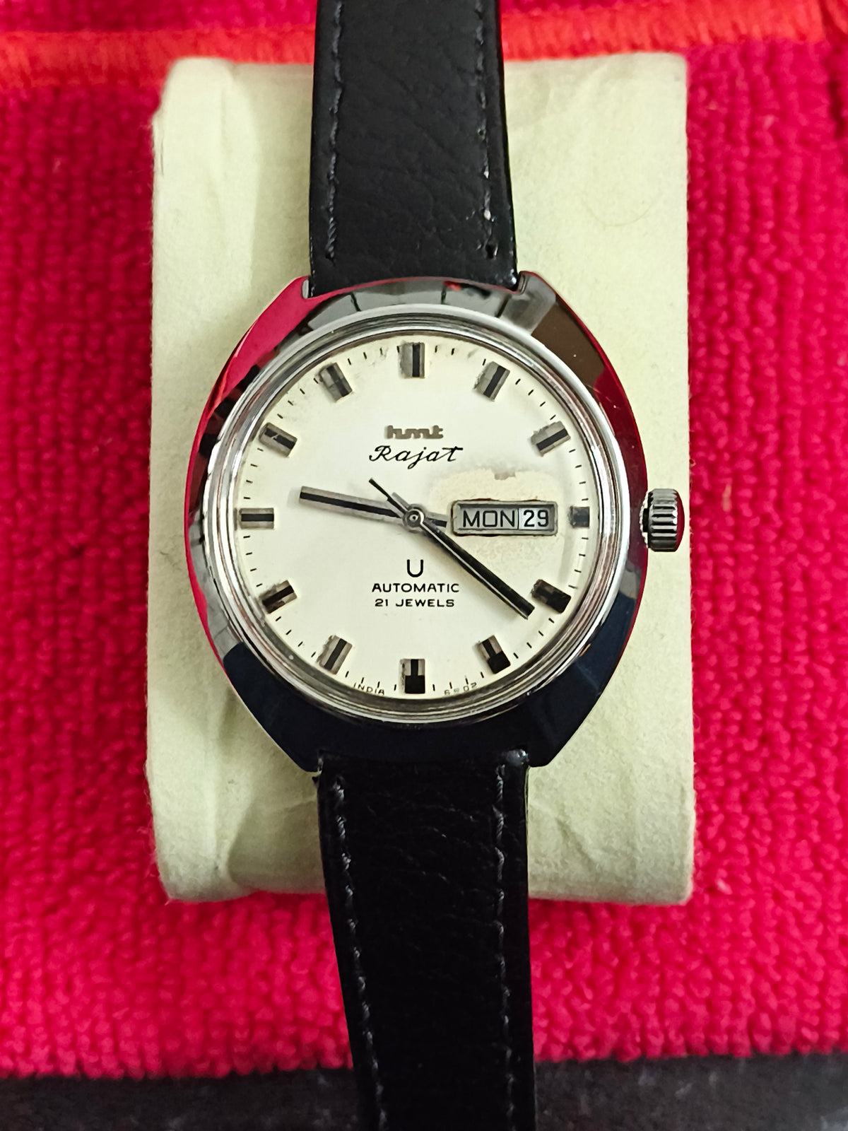 HMT Rajat Automatic Vintage Watch with Silver-toned Patina Dial