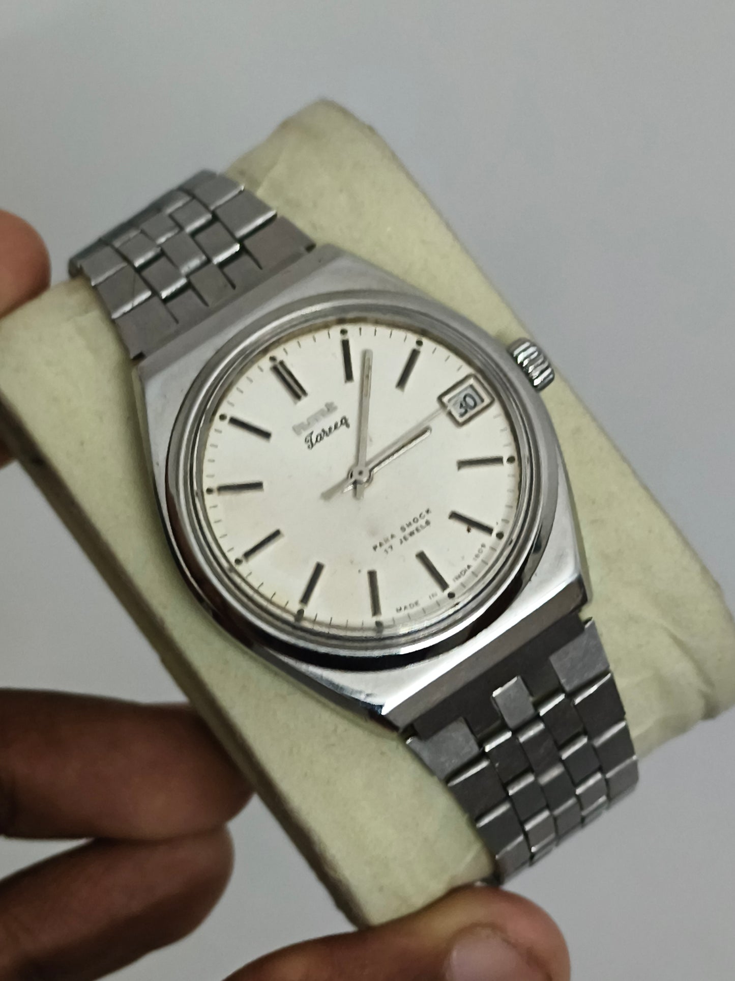 HMT Tareeq Hand-wound Mechanical Watch with White Patina Dial