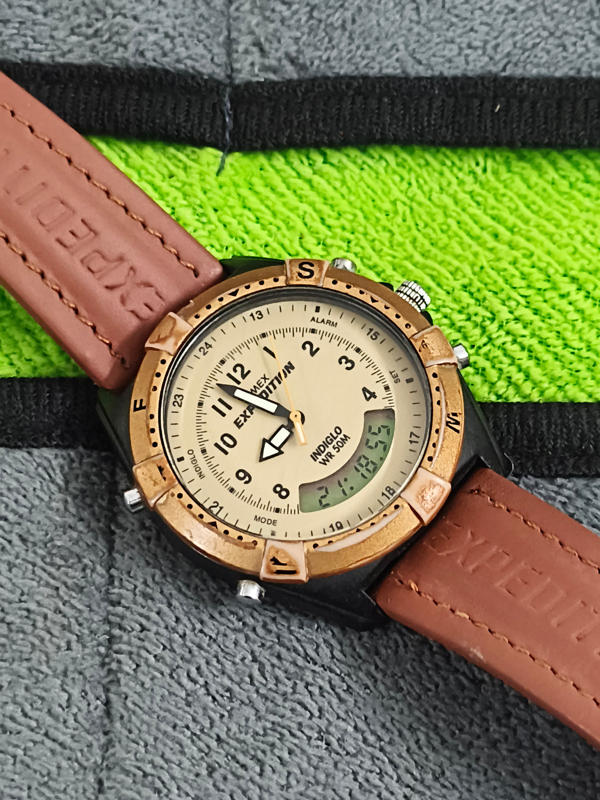 Timex Expedition Quartz Beige Dial Ana-Digi Watch -MF13