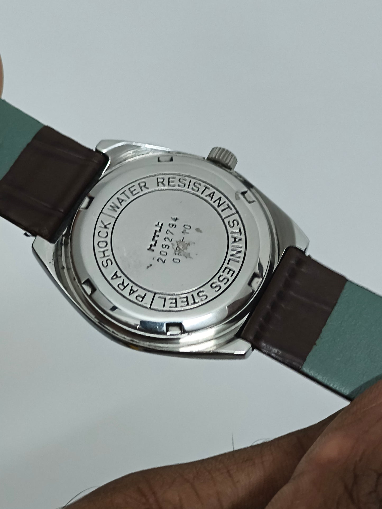 HMT Manas Hand-wound Watch, Black Dial with Golden Stripes