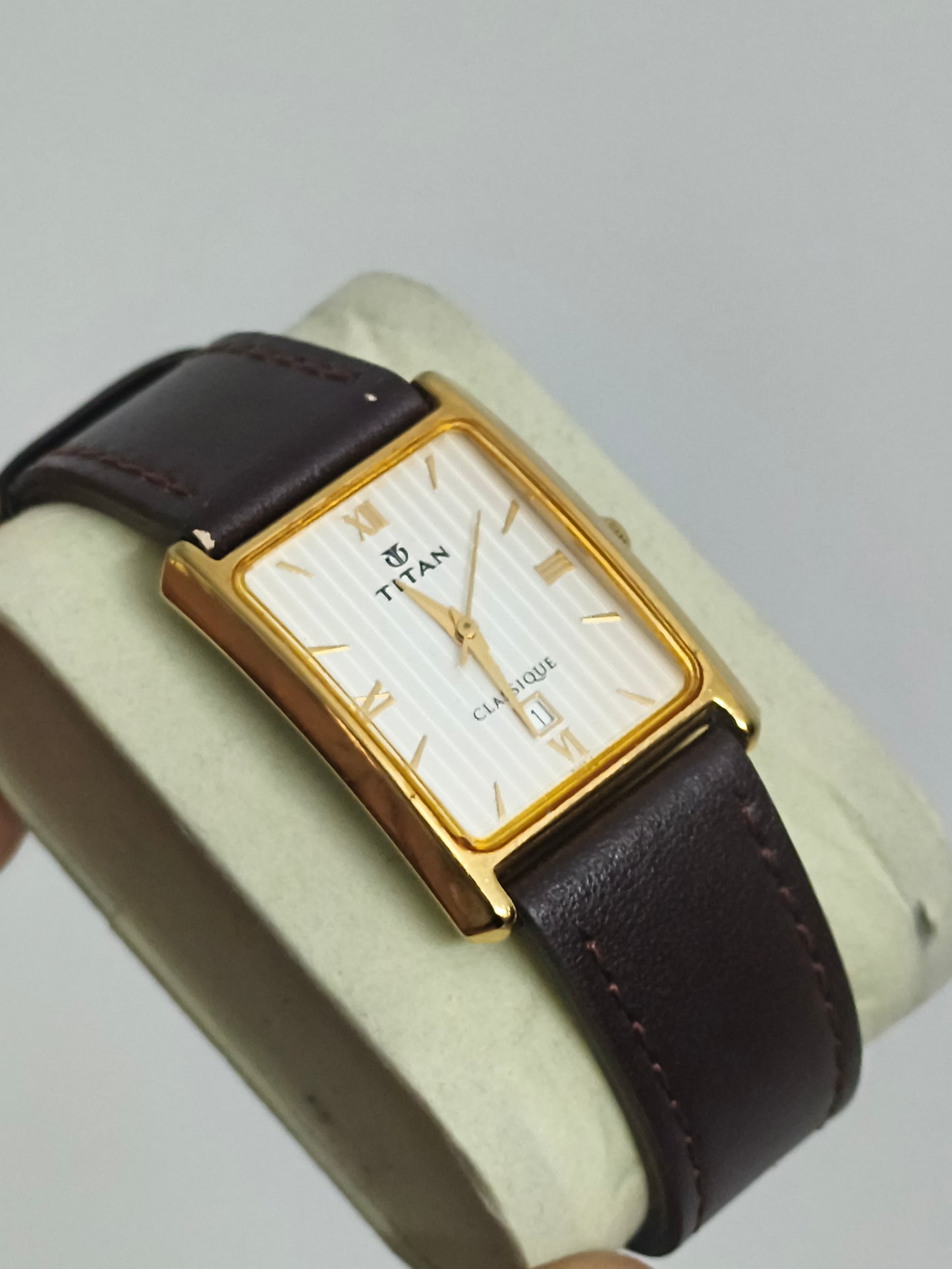Titan Classique Gold-toned Tank Quartz Watch